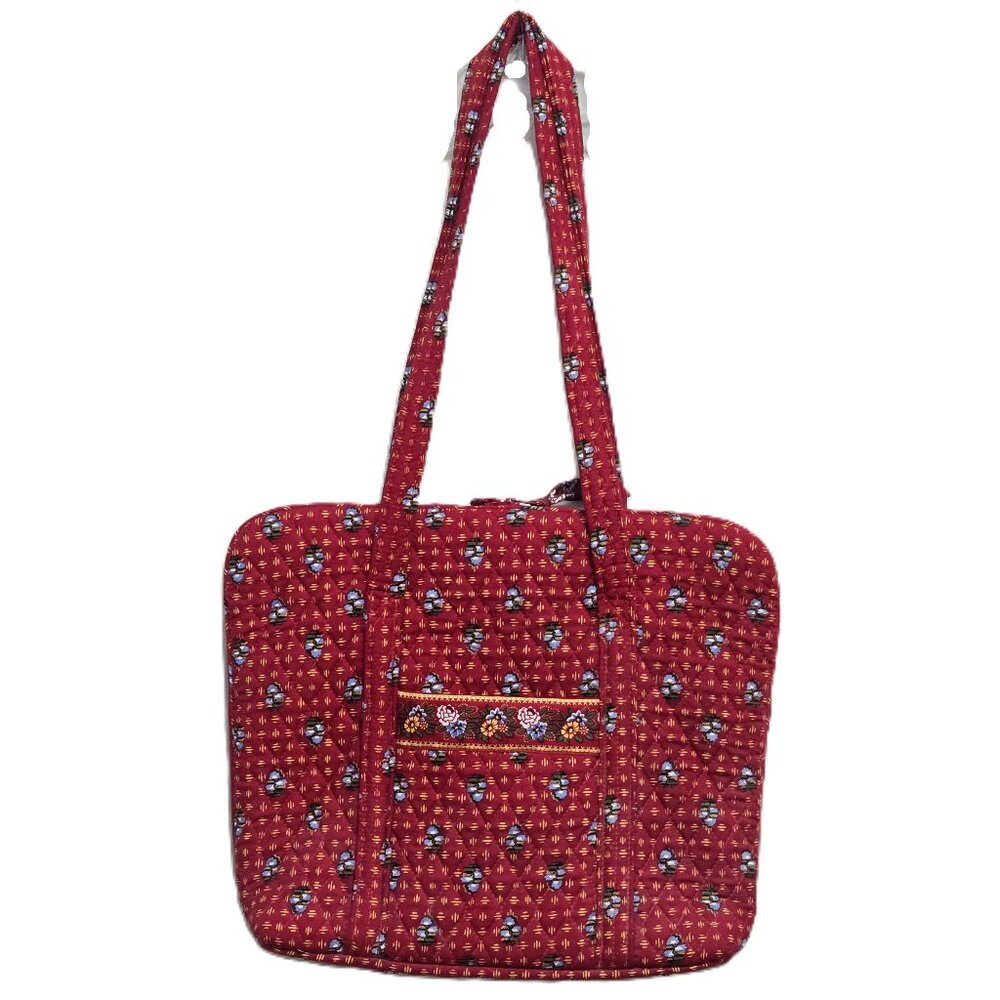 VERA BRADLEY Quilted Red Floral Zip Around Laptop/Tablet Bag Briefcase.